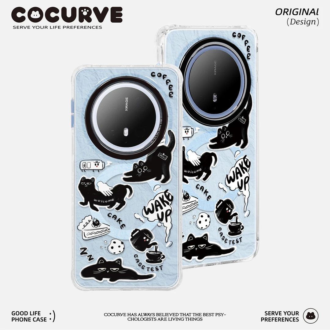 cocurve咖醒脑猫咖磁吸适用华为mare60pro+手机壳卡通mate70pro