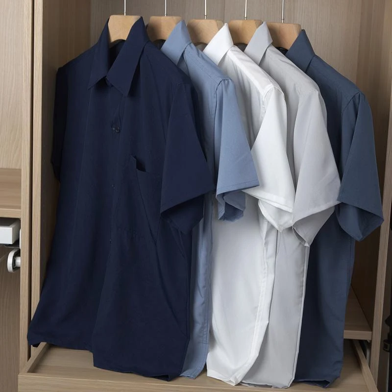 夏季爸爸短袖衬衫老人男士休闲衬衣宽松中老年爷爷夏装冰丝上衣服