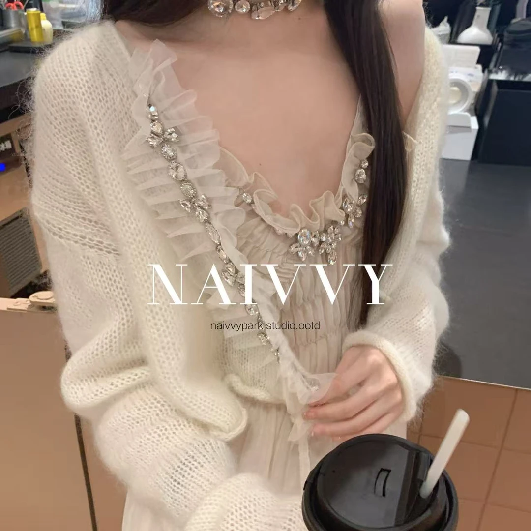 NAIVVY【奶油泡芙】秋季温柔纯欲气质小众设计钻钻入秋短款小外套