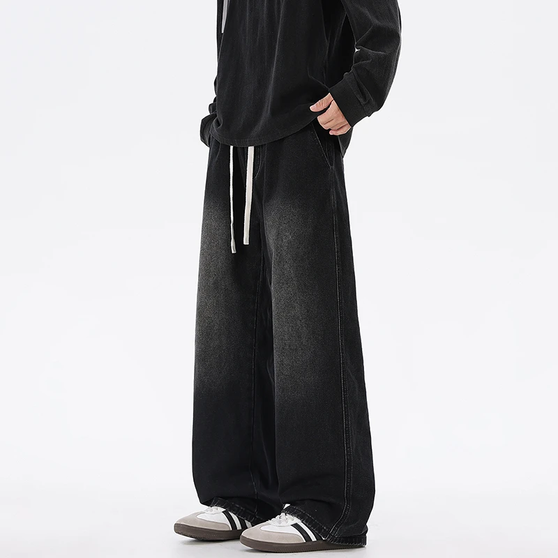 冬季加绒加厚保暖复古潮流牛仔裤男直筒宽松大码百搭水洗学生长裤