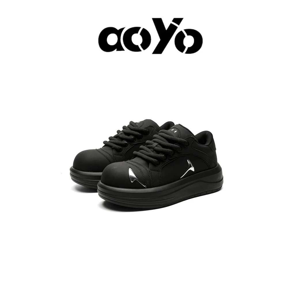 aoyo25SS秋季新款笑脸大头鞋男鞋厚底增高帆布鞋休闲百搭减震防滑