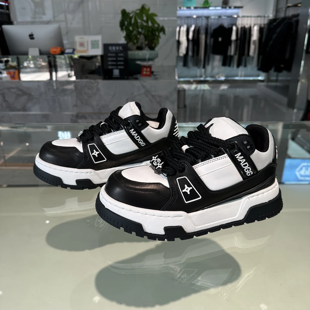 N8N9高端厚底拼色时尚休闲鞋黑白潮鞋黑色鞋子低帮潮流运动鞋百搭
