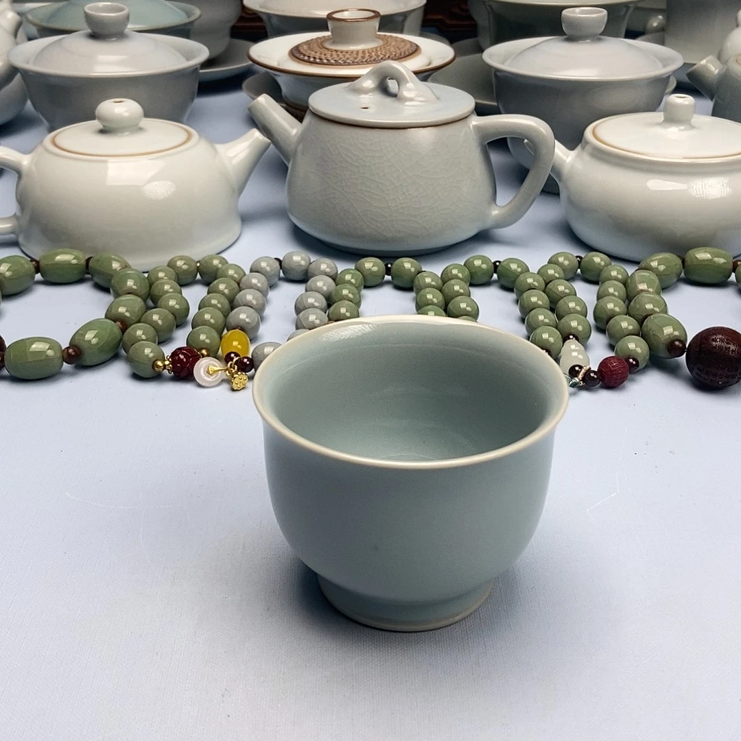 杯微瑕天青玉兰杯原矿原釉原产地