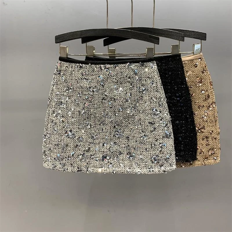 亮片半身裙防走光2025新款裙子辣妹春高级感高腰显瘦设计短包臀裙