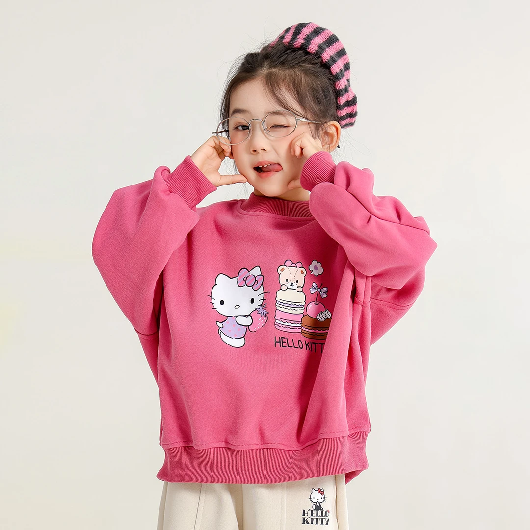 女童秋季套头卫衣2025新款中大童秋季新款甜美休闲圆领上衣