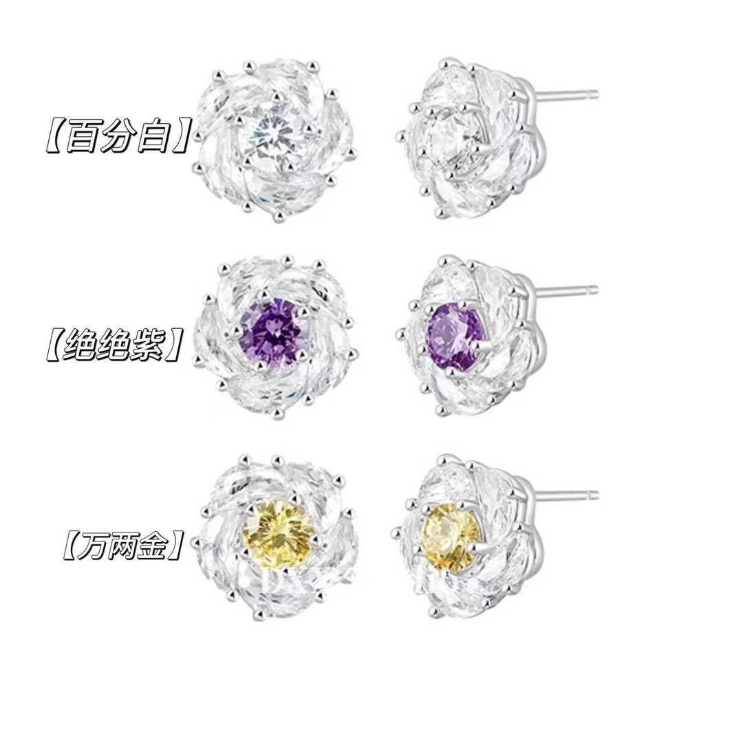 铜合金锆石耳饰 小众设计山茶花耳饰47727