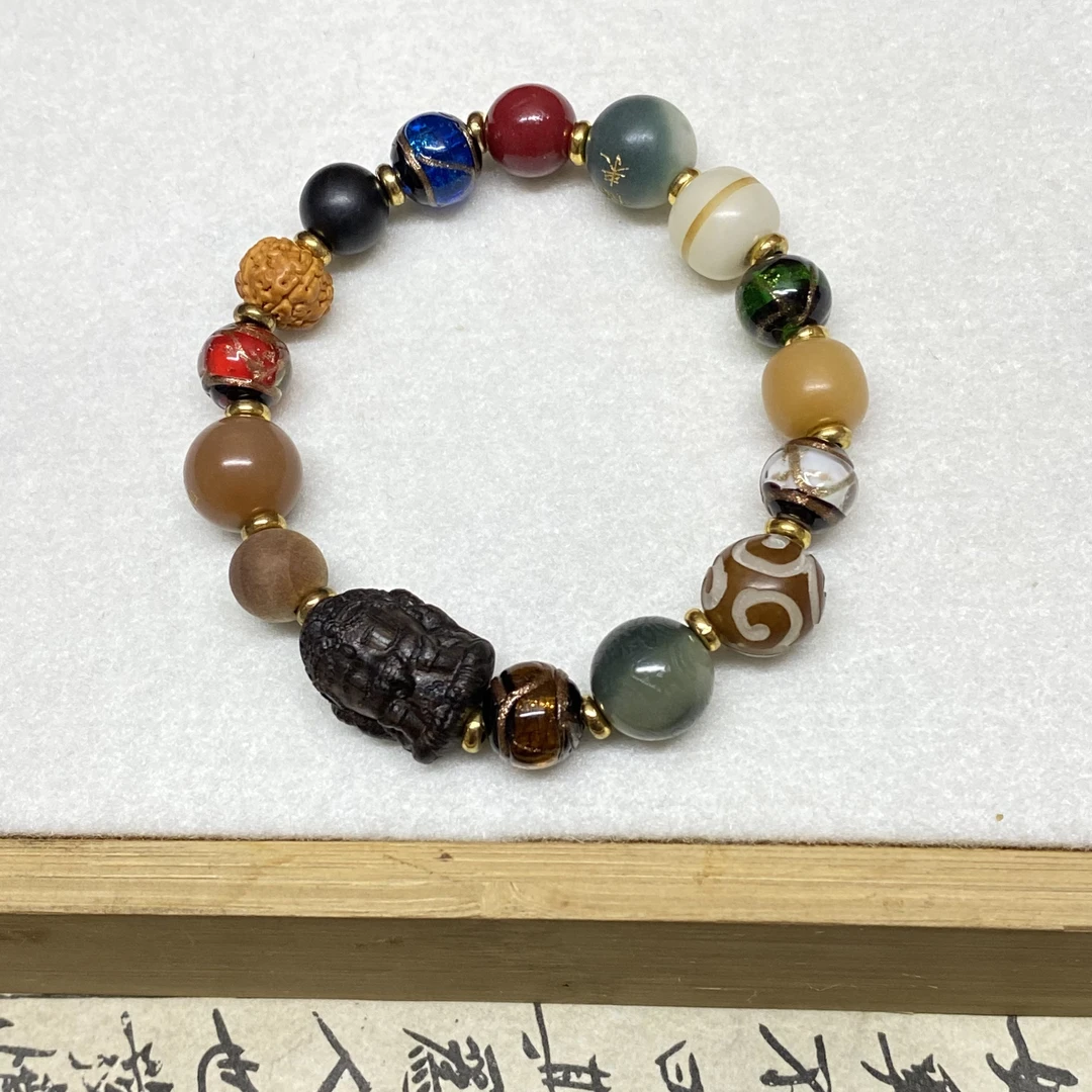 【HT】10mm单圈多宝多福书法题字手串