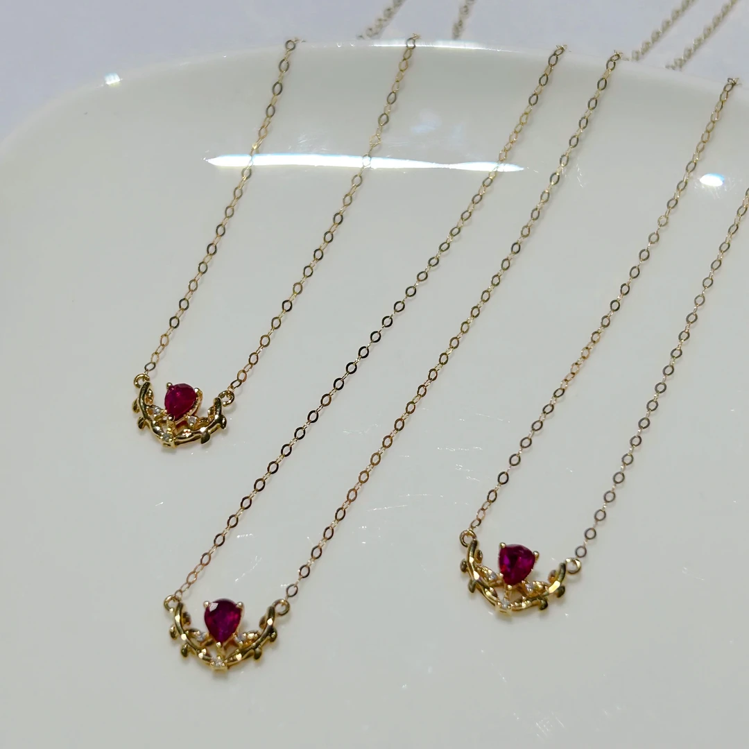 18K金红宝石项链【多样性发一】【HBS029】