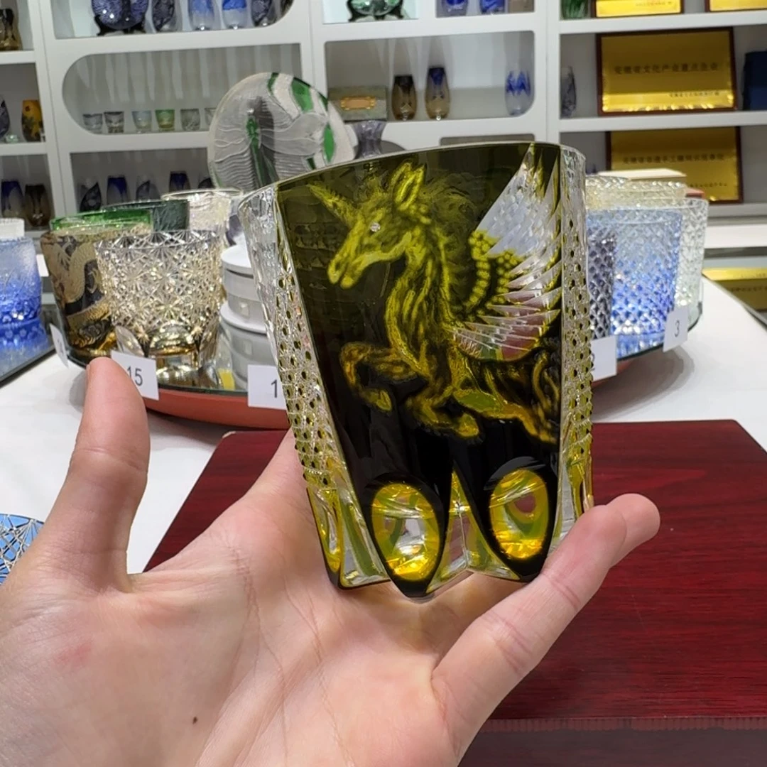 宽口款水晶玻璃独角兽孤品