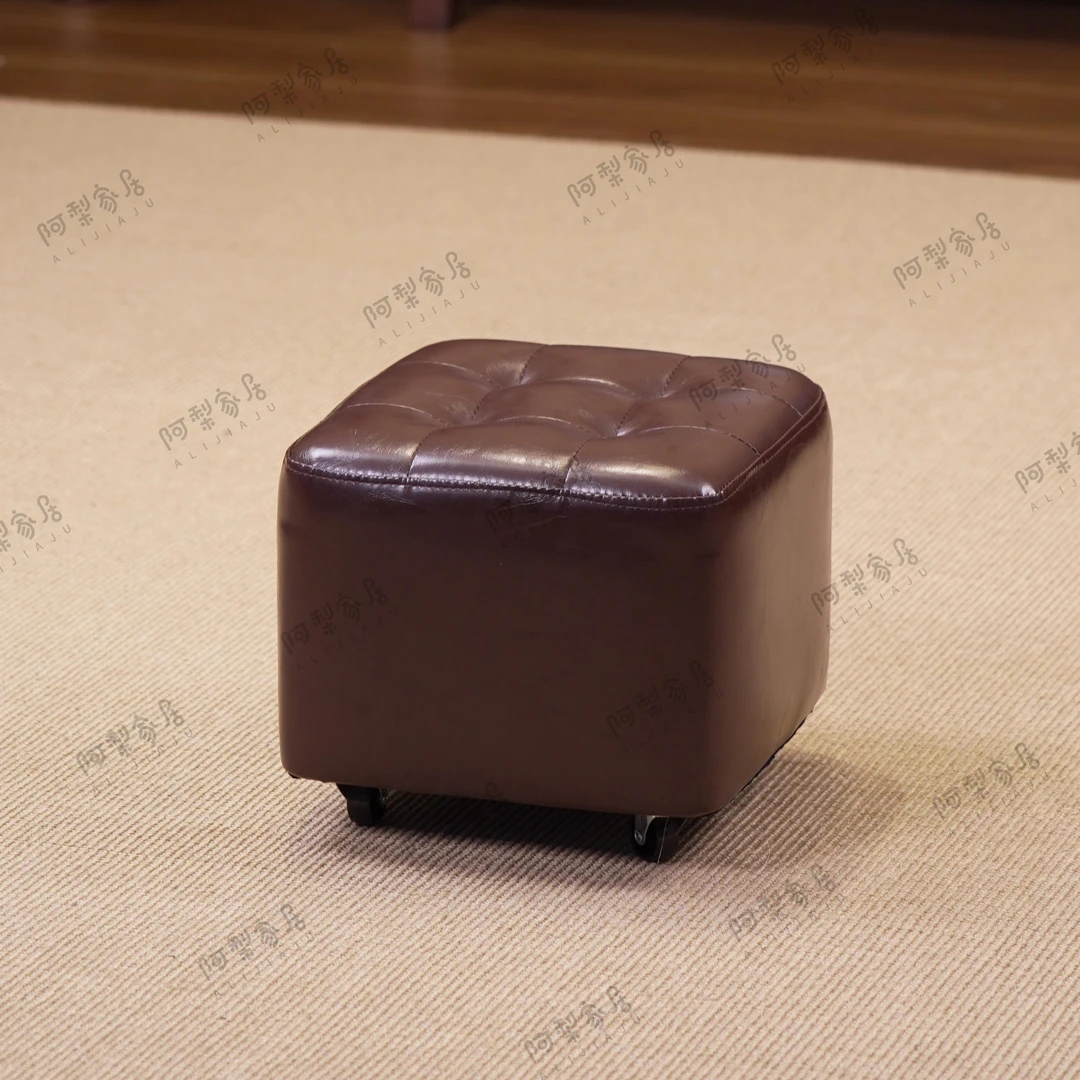 【方形软包溜溜凳】沙发实木凳子家用新中式床尾小凳客厅皮凳穿鞋凳