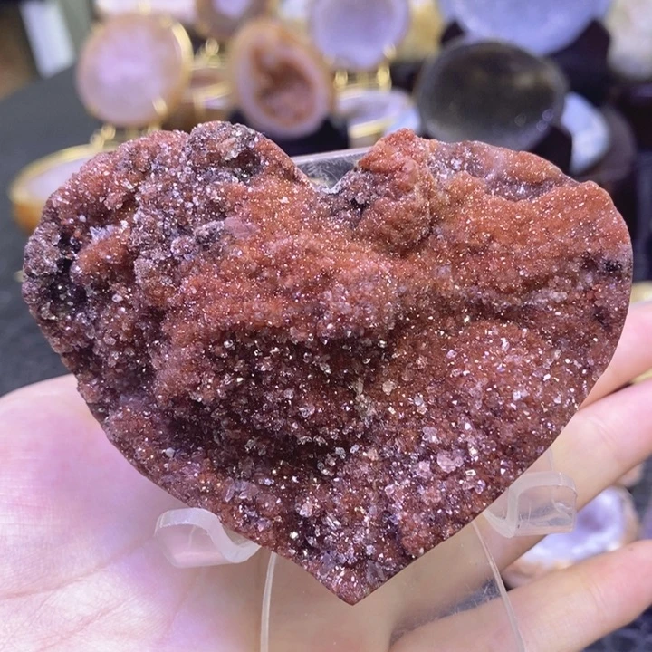 未镶嵌珠宝半成品紫晶红晶爱心摆件