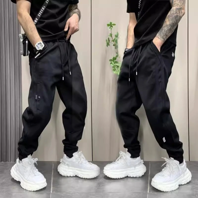 卫裤男春秋季休闲裤重磅百搭针织新款百搭宽松束脚潮牌运动长裤子