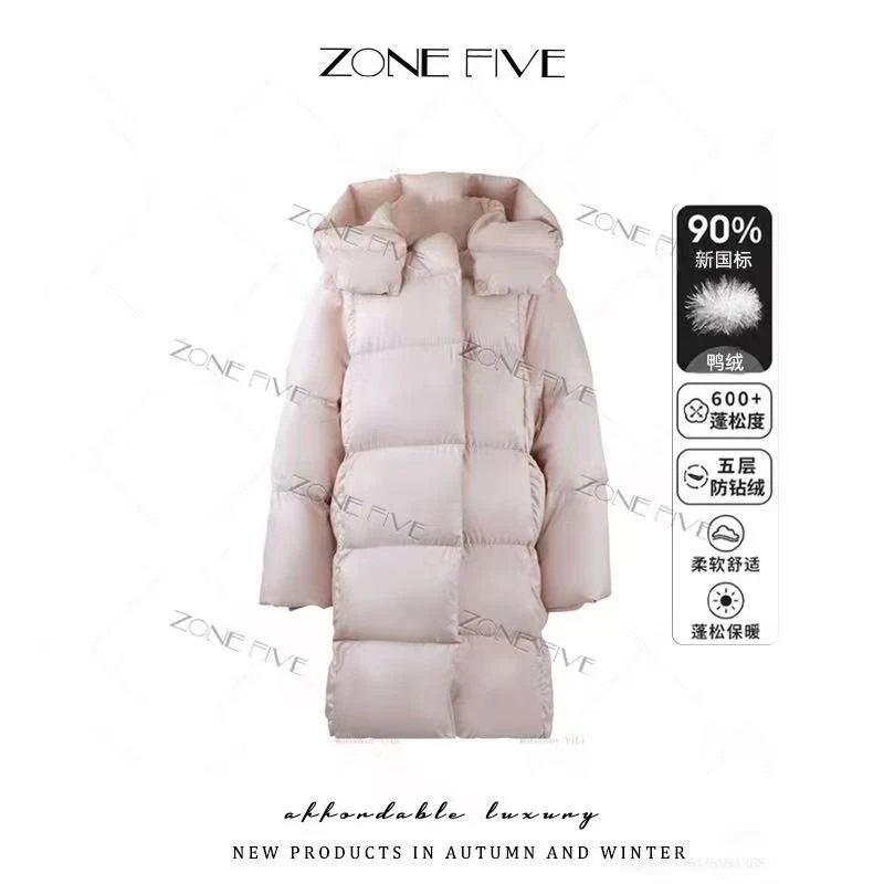 泡芙保暖羽绒服女中长款气质百搭韩新款宽松90白鸭绒连帽时尚外套