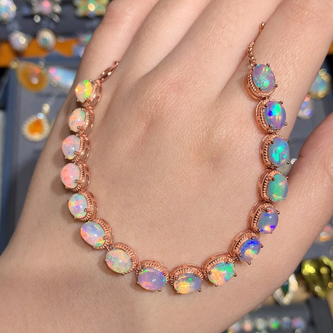 银S925镶嵌欧泊欧泊手链y