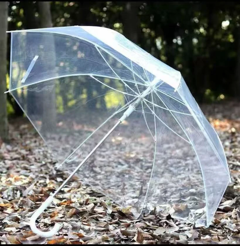 抗风纯透明雨伞自动长柄加固到手2把