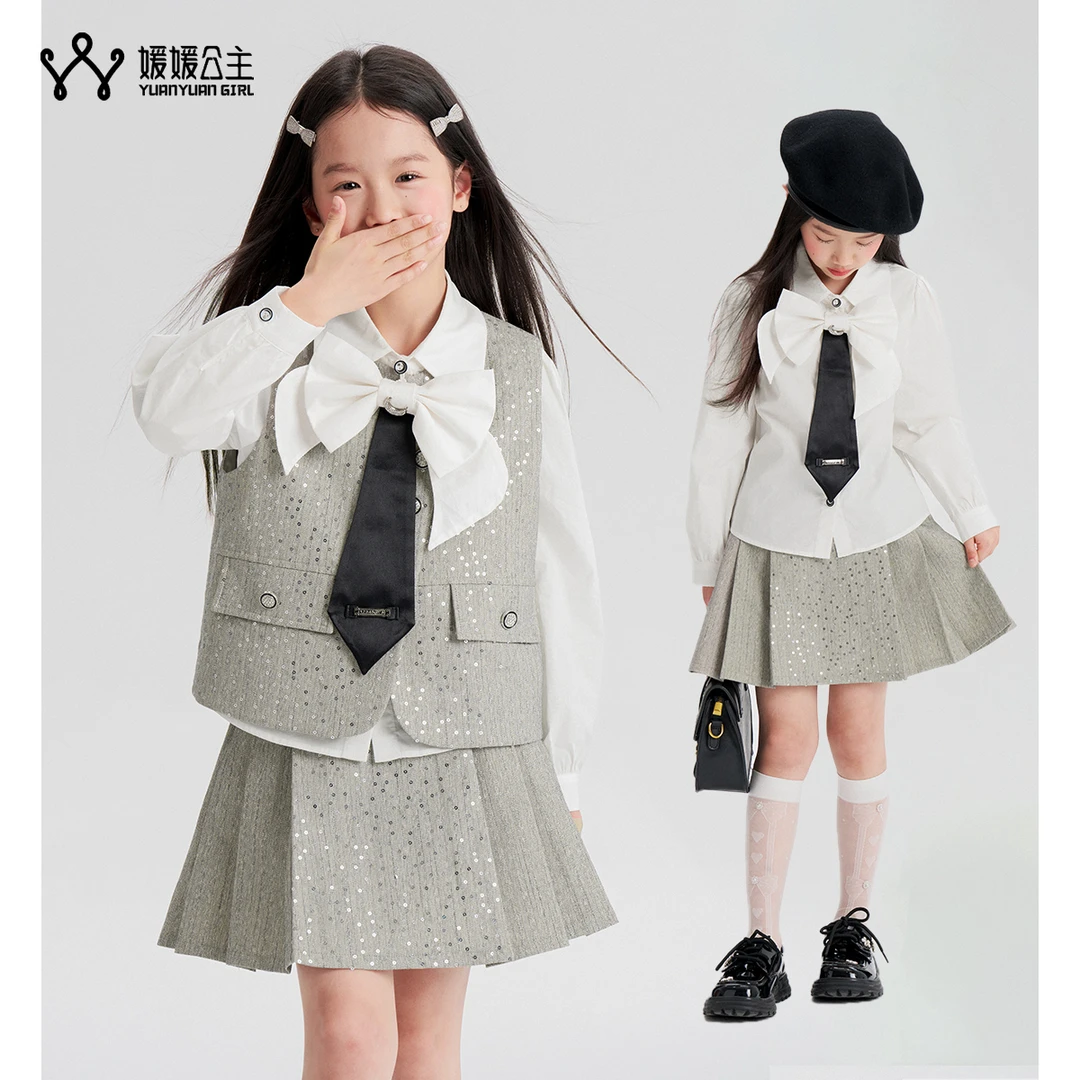 媛媛公主【马甲、半裙】2025秋季女童时尚马甲15111R055、15160R056