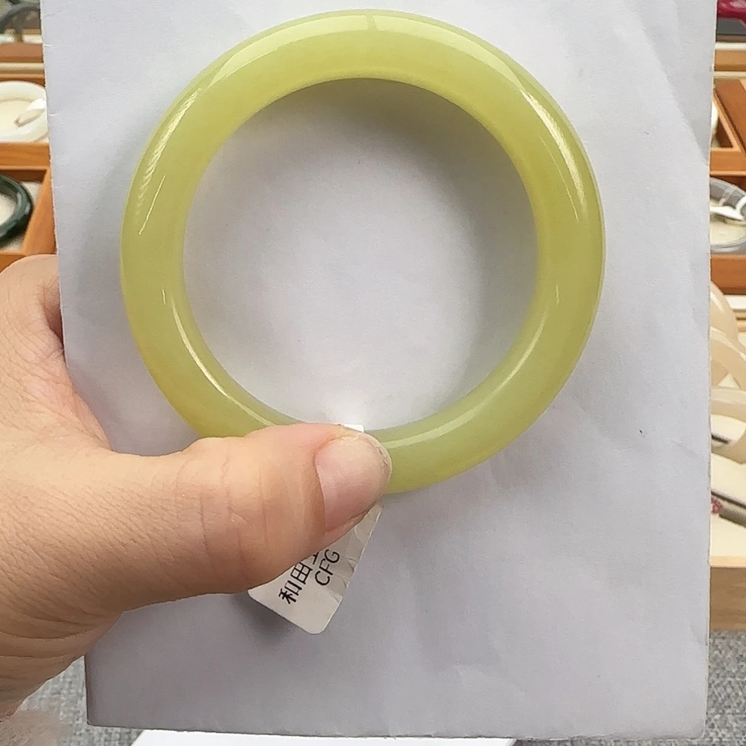 和田玉未镶嵌手镯若羌黄口54/55