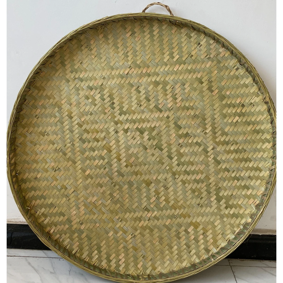 【Z新品80cm精编款花纹簸箕】纯手工无孔非遗青篾竹编簸箕