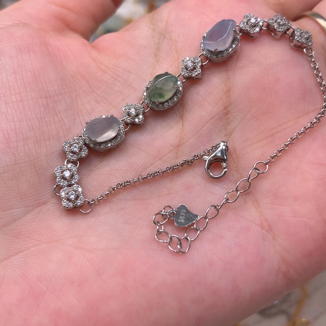 颈饰银S925镶嵌翡翠手链