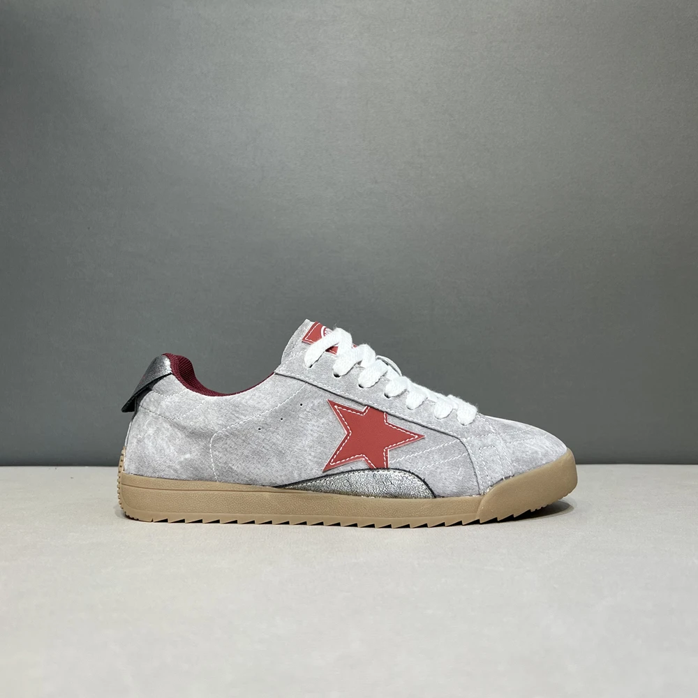 真皮磨砂皮五角星板鞋时尚运动百搭软底软面舒适男士潮流休闲鞋秋