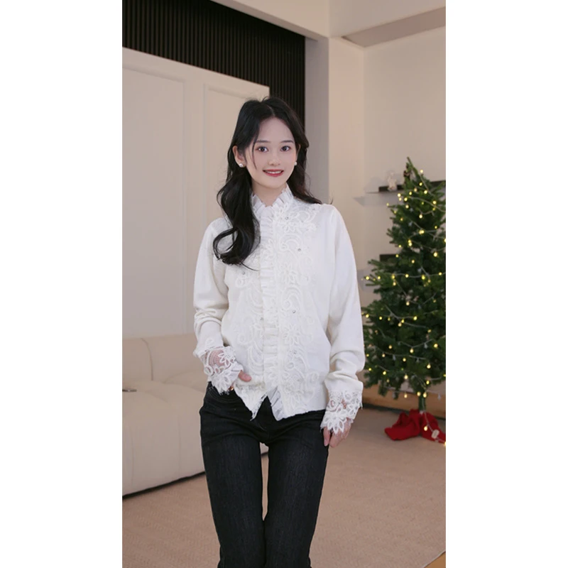 【呀诗诗YaShee】蕾丝拼接毛衫KNE-LIGE-JY04