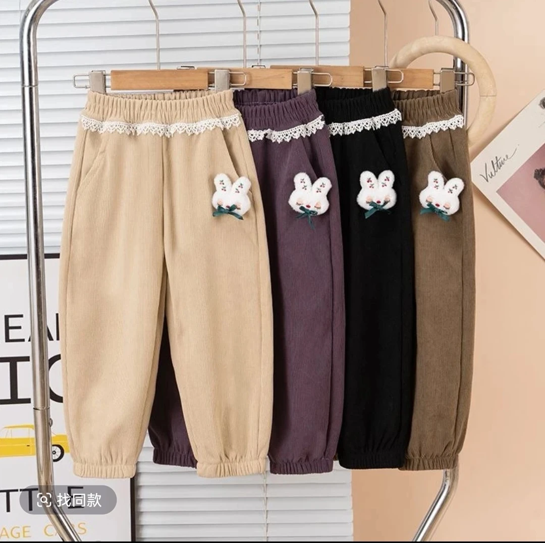 1465女童裤子小兔子花边