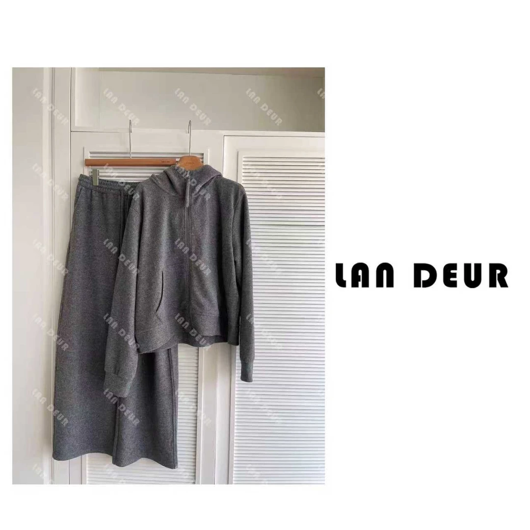 【一梦昙花】韩系简约百搭老钱风套装连帽卫衣+镰刀休闲拖地裤子女