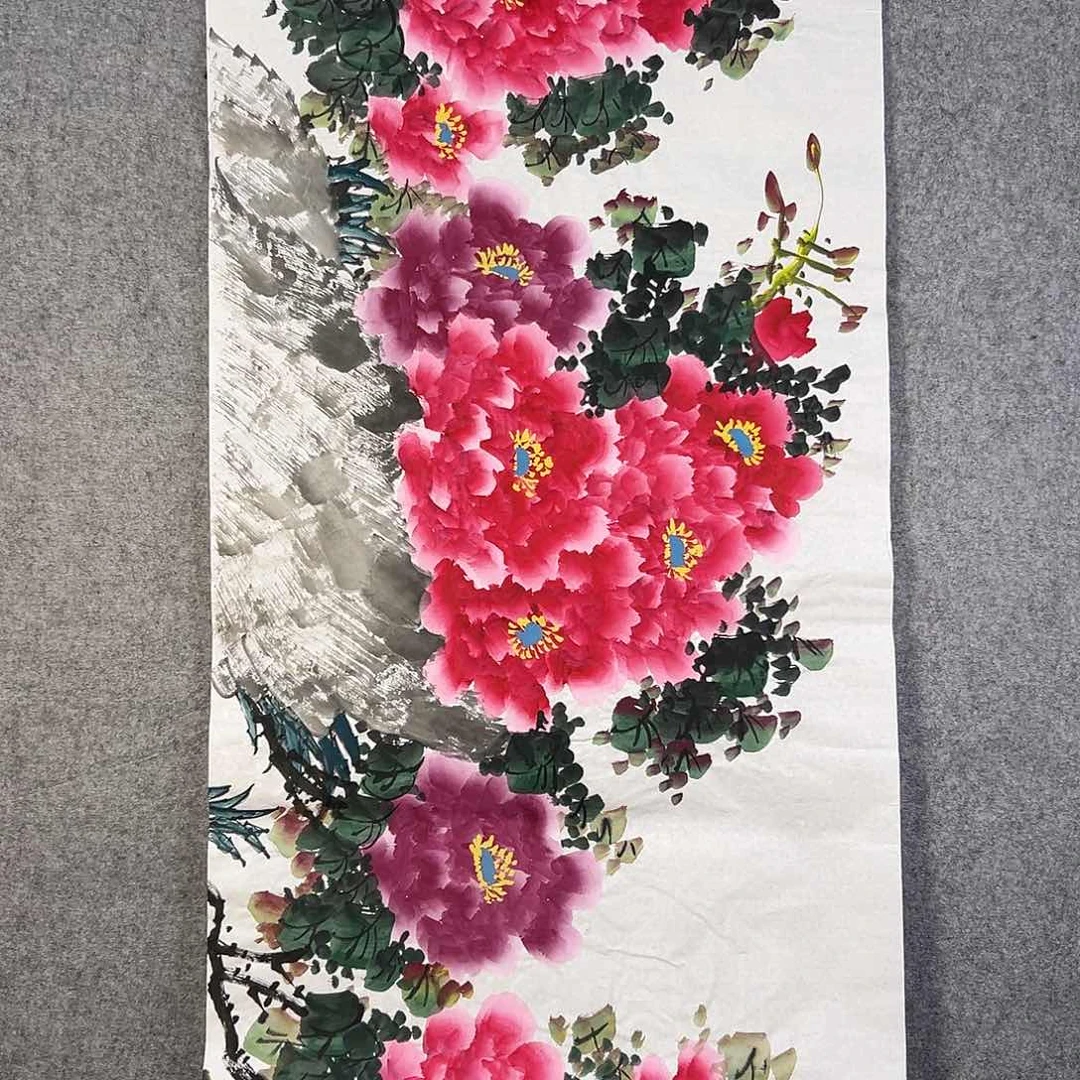 国画507 花鸟在树丛的顶端鸣叫叫声