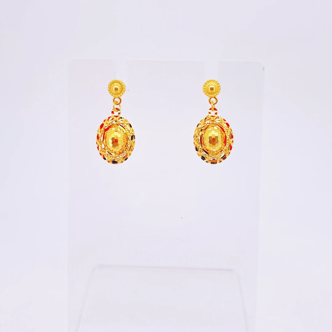 足金999黄金鸽子蛋金耳钉3.47