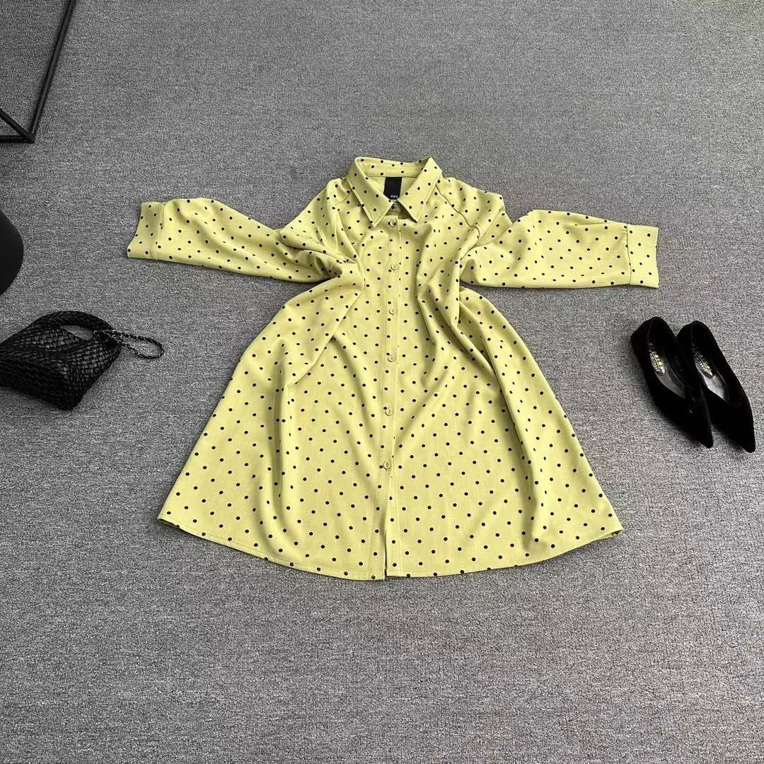 瑶睿安No退No换！！慎拍 ！春款长袖衬衫森系波点衬衣休闲宽松1070