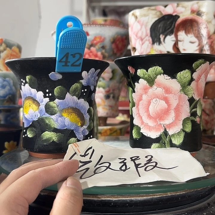 景德镇手绘花盆 满38包邮