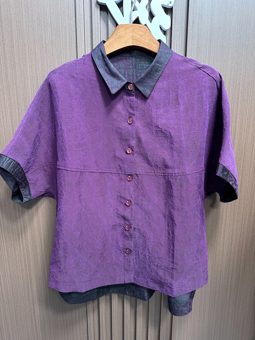 【甜蜜觅】桑蚕丝香云纱高端大气上档次上衣短袖轻奢大牌衬衫009