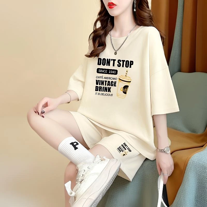 品牌清仓捡漏运动套装女装外穿宽松休闲夏装学生洋气百搭短袖短裤