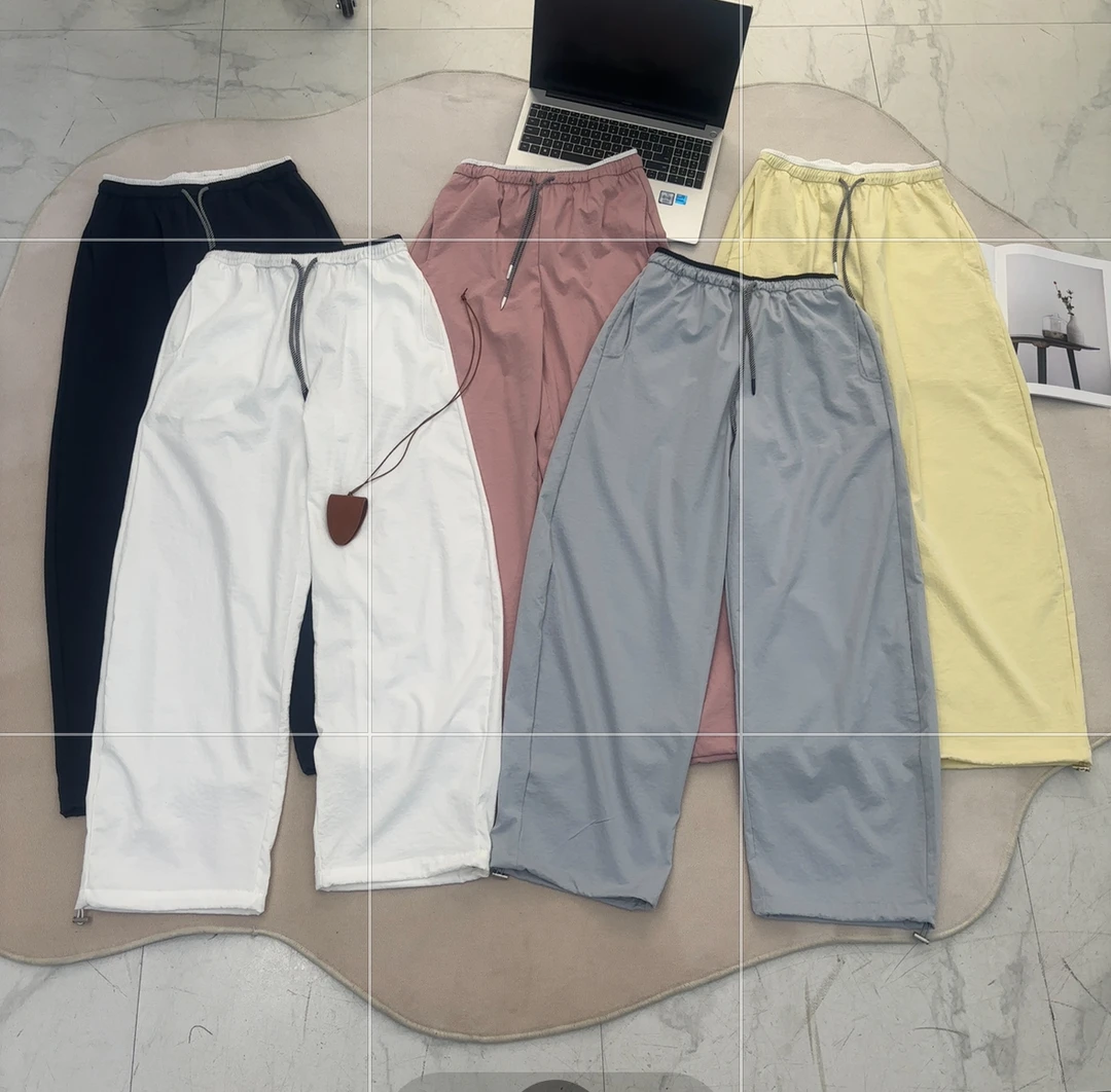宽松薄款撞色腰绳运动速干裤