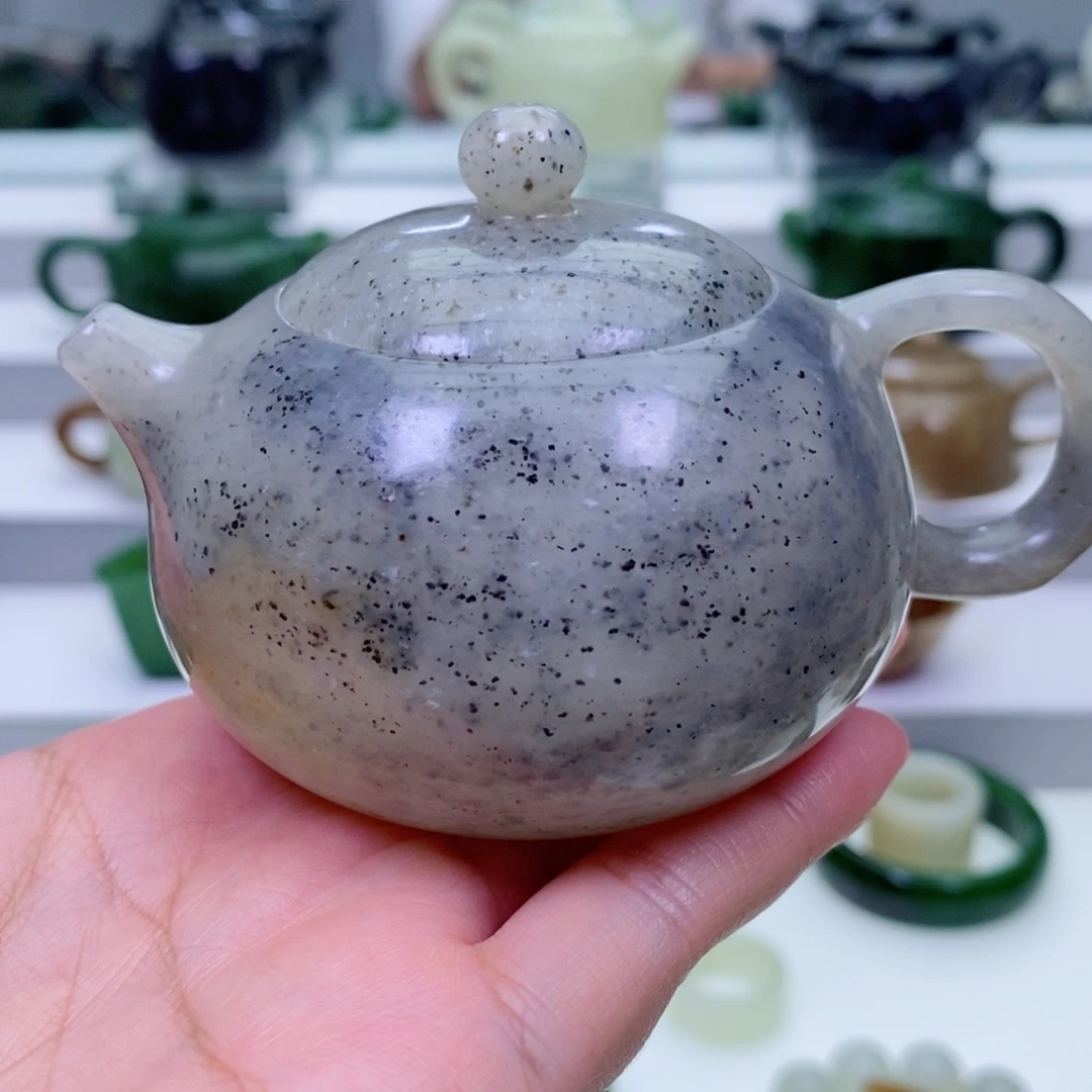 和田玉未镶嵌摆件茶壶