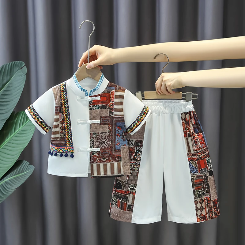 汉服儿童2025新款民族风套装男童薄款中国风唐装女童洋气中式古装