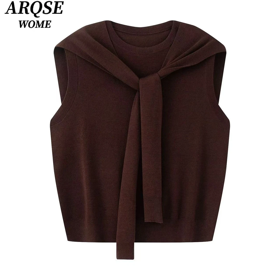 【针织衫】【商场同款】2025夏秋季新款披肩针织衫无袖上衣女3048