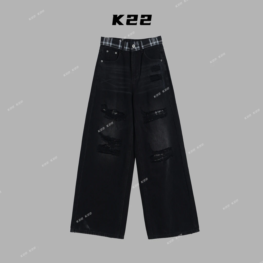 K22｜“Z77181”轻奢牛仔没有中间商-中高腰弯刀堆堆牛仔裤