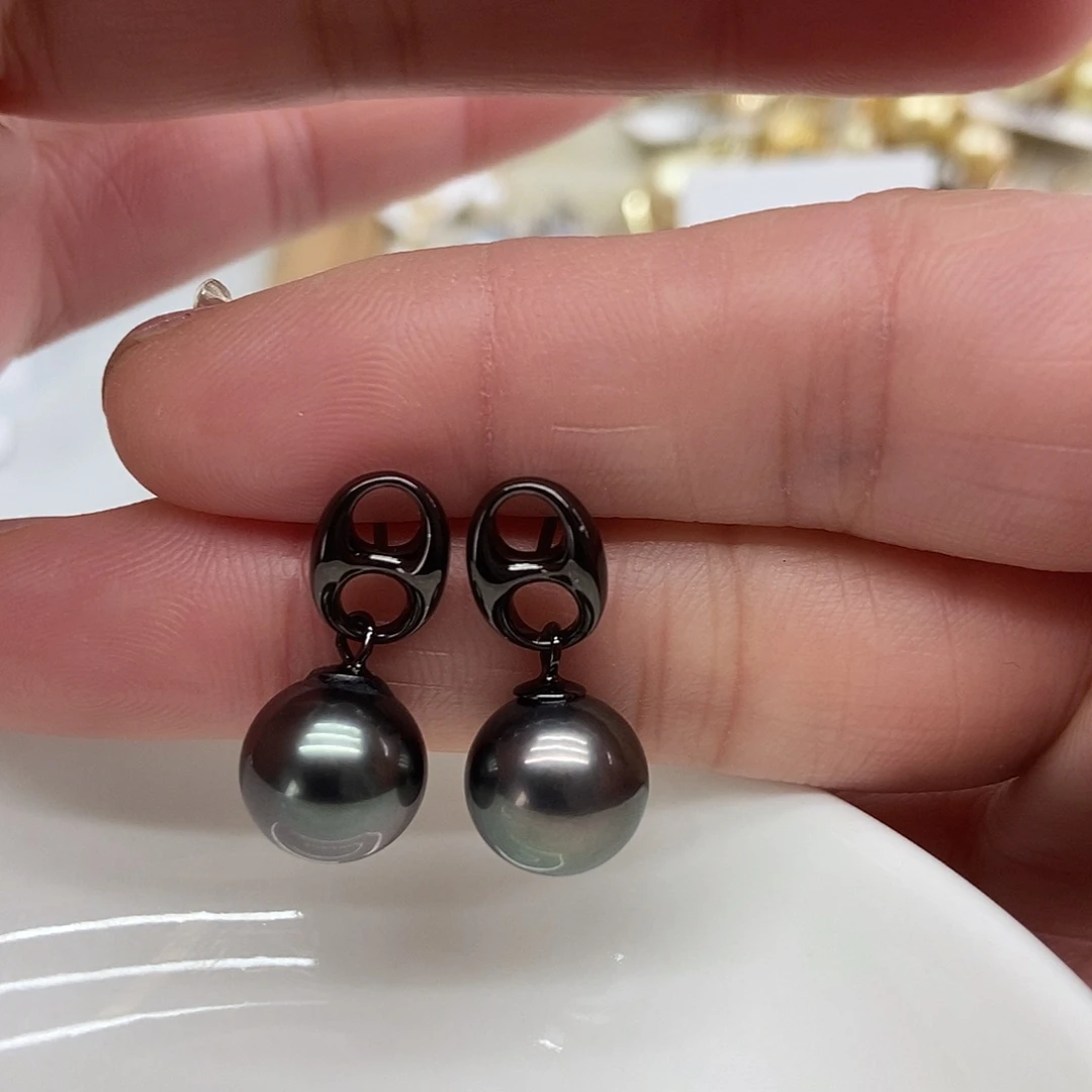 海水珍珠耳饰银S925镶嵌