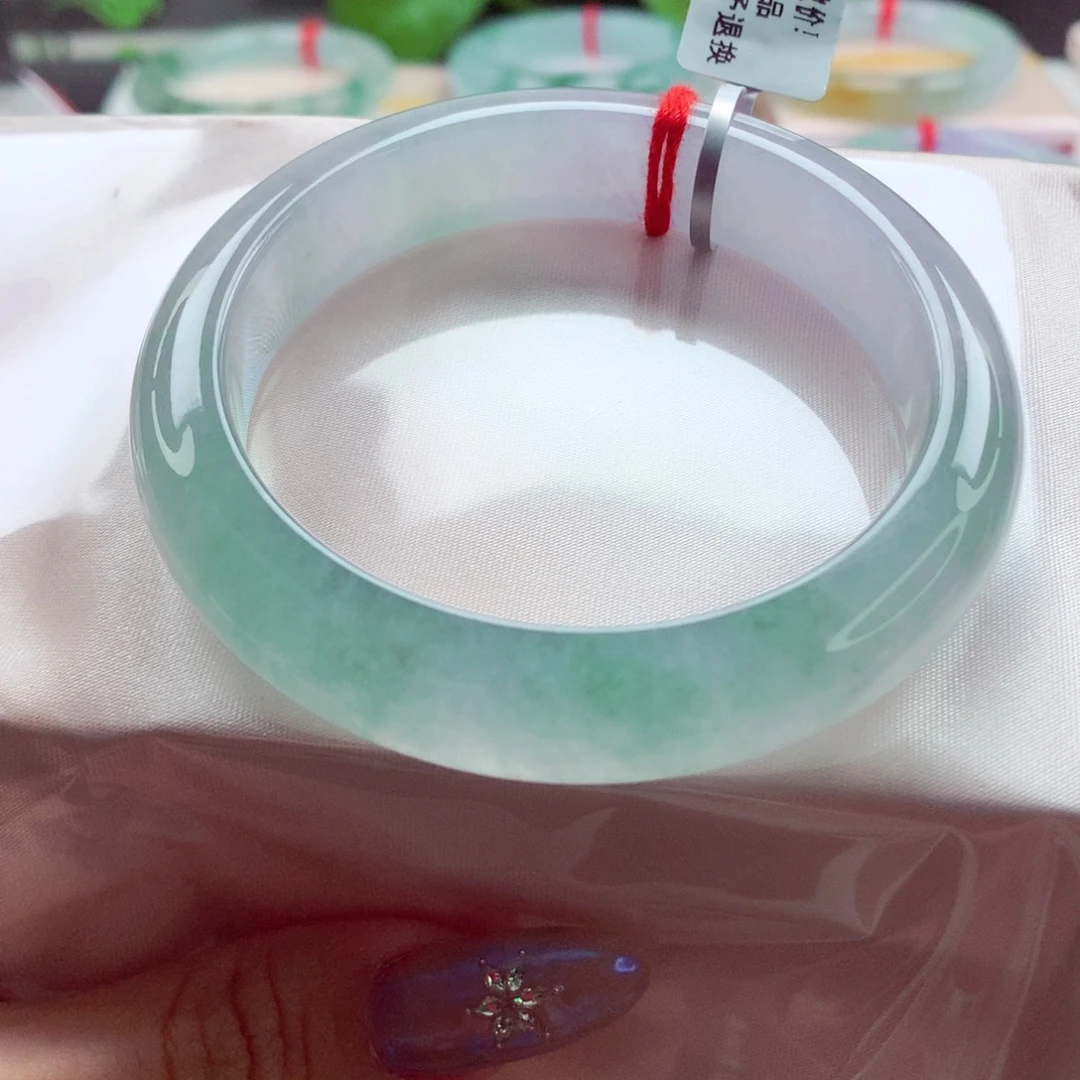 未镶嵌手镯翡翠57 起光淡春彩种水嘎嘎好 灵