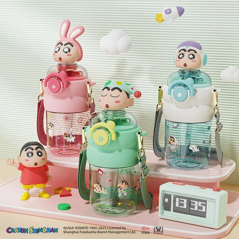 恒度联名蜡笔小新tritan大容量便携水杯学生卡通可爱吸管防摔杯子