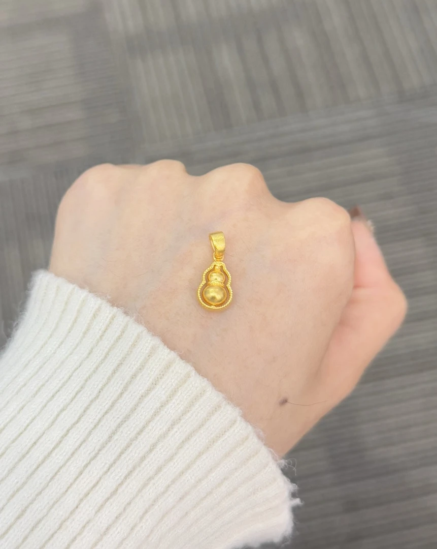 足金999 小号哑面可转葫芦吊坠