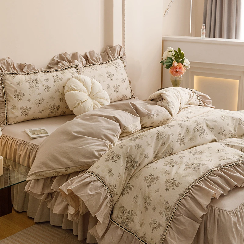 【真珍】米雅 2025秋冬韩版全棉纯棉磨毛加厚床裙款床上四件套