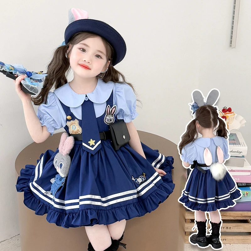 女童洛丽塔公主裙2025新款夏季兔子警官卡通裙儿童生日礼服连衣裙