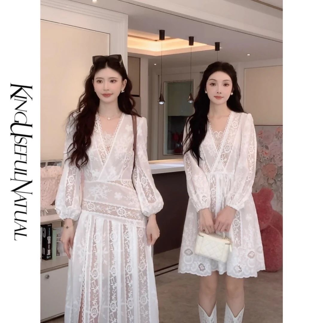 KUN【一见倾心】浪漫花型 法式长短款两件套吊带连衣裙套装夏季新款