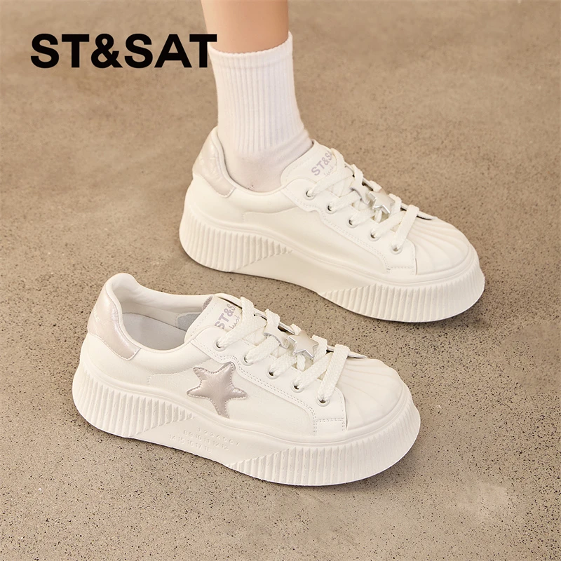 星期六小白鞋女2025夏季新款女款女鞋爆款百搭网红厚底运动鞋板鞋