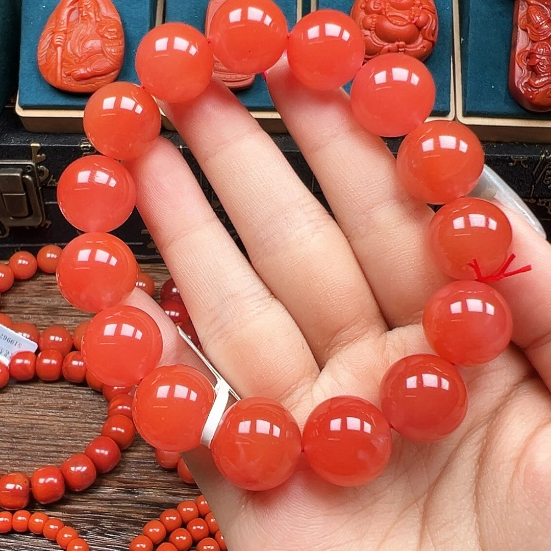 南红玛瑙未镶嵌手链精品 保山冷水河玉化卡15mm+