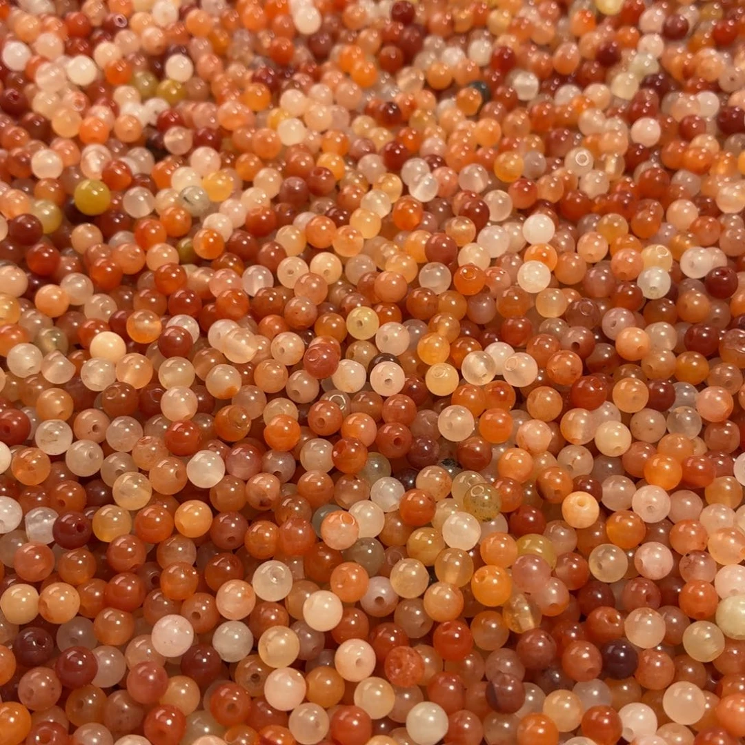 石英质玉（金丝玉）未镶嵌颈饰卡5金丝玉圆珠100粒