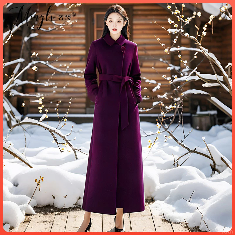 英伦风加厚呢子外套2025秋冬新款女休闲时尚收腰显瘦保暖毛呢大衣