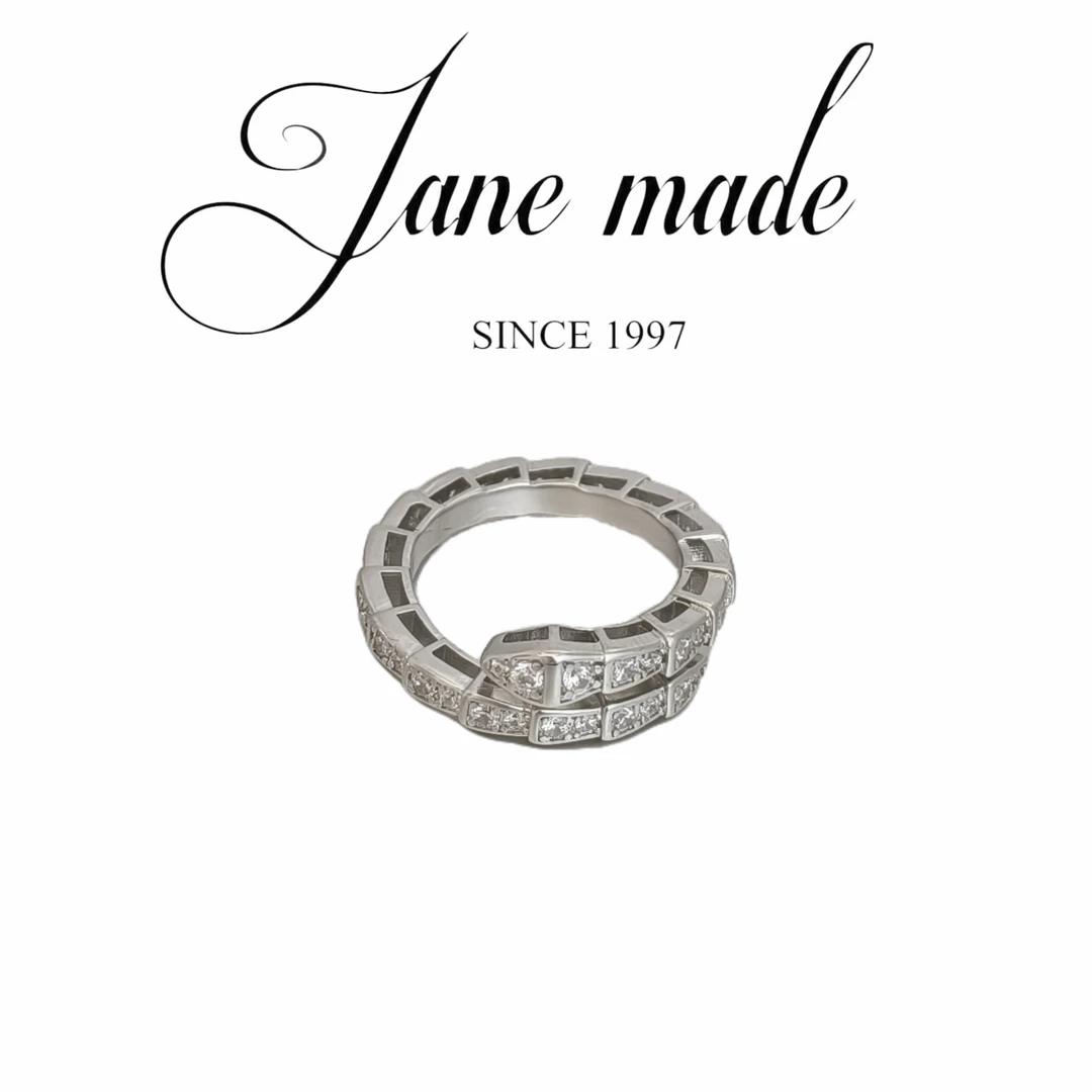 合金锆石戒指 Jane made设计白金钻款蛇戒